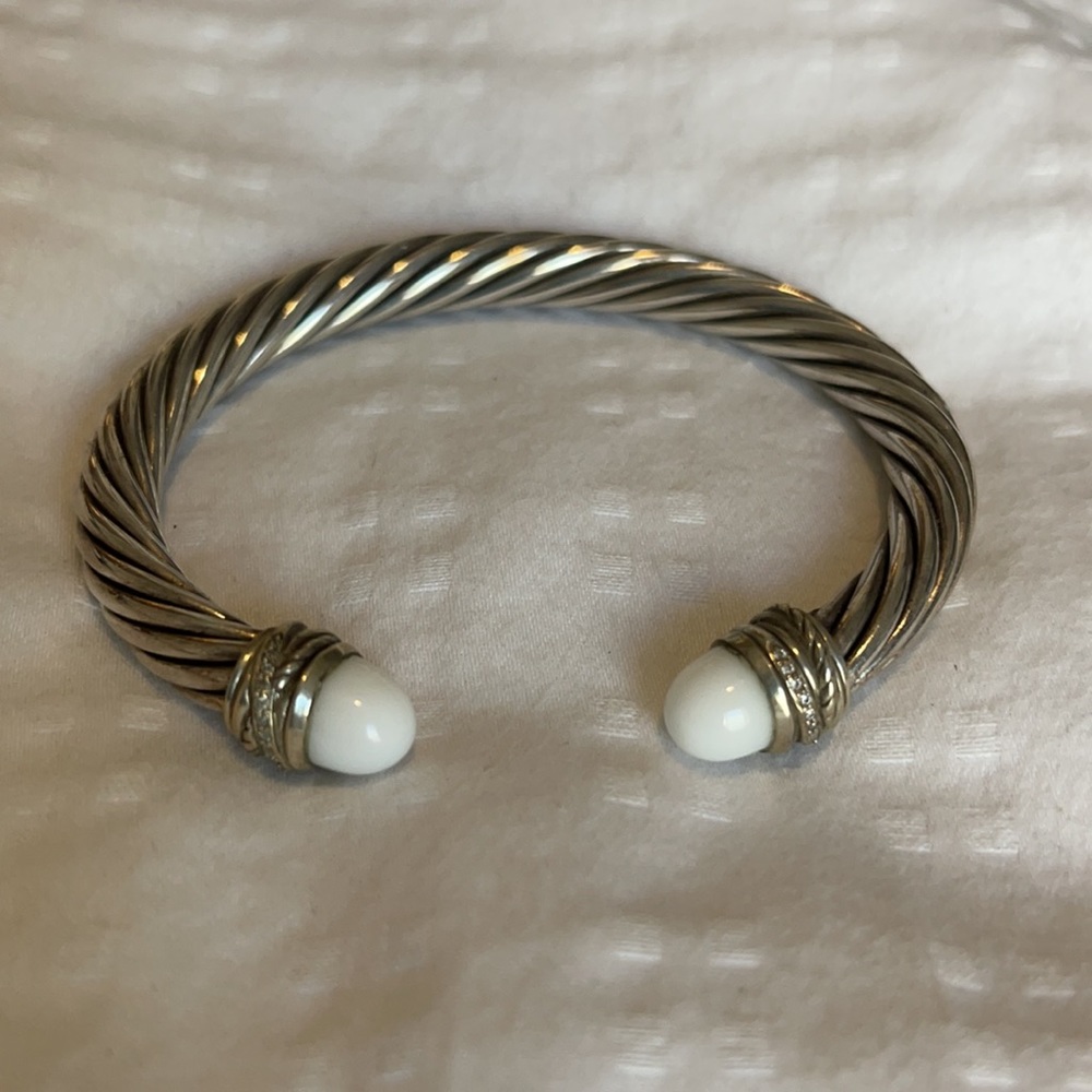 7mm White Cuff Bracelet